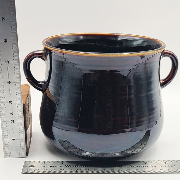 Red Wing Pottery USA Vintage 1960s Dark Brown Bean Pot Two Handle Crock 5.5" H - Picture 9 of 9